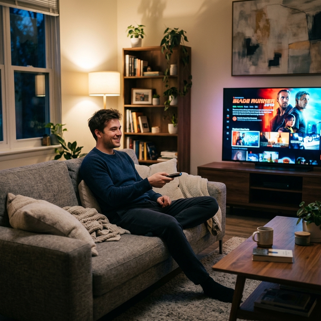 Man choosing his USA IPTV subscription plan